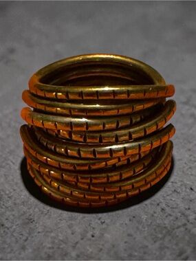 Stacked Textured Gold-Tone Ring